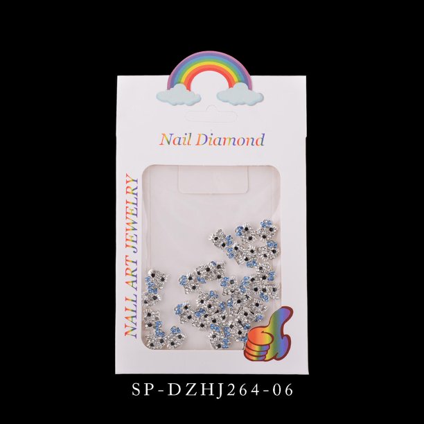 Venta caliente de diamantes de imitación de cristal decoración de uñas de dibujos animados aleación de Metal 3D Kitty Cat Kawaii dijes de uñas para belleza de uñas