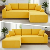 GJQ 103" Boneless Couches, Modular Sectional Sofa with Oversized Chaise, L-Shape Cloud Couch with Deep Seat, for Living Room，No Assembly Required(Yellow,Corduroy,Left Facing Chaise)