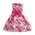 thumbnail image 3 of GYRATEDREAM Toddler Baby Girls Rose Print Princess Dress Kids Sleeveless Elastic Waist Party Formal Dress with Bow for 2-10 Years, 3 of 8