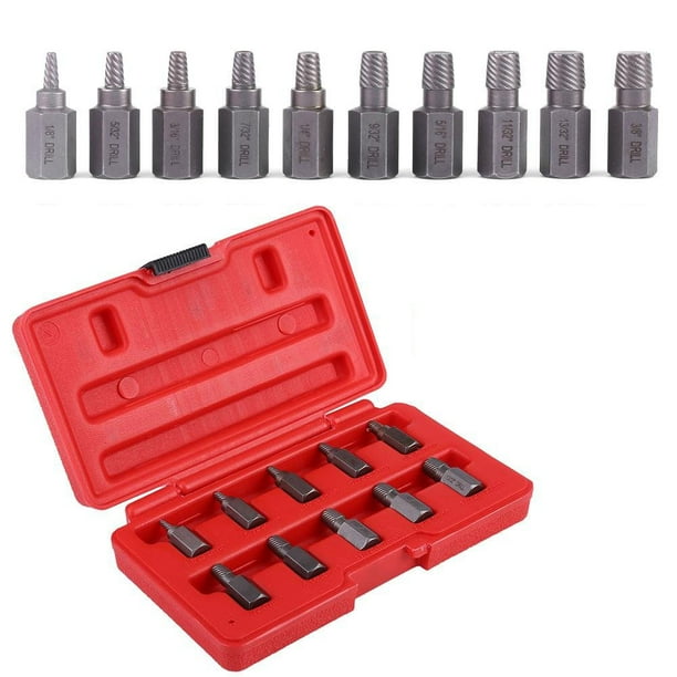 Extractor de tornillos dañados, juego de extractores de tornillos con extractor de pernos y tornillos de 3,2 a 10,3 mm, el mejor de su clase, 10 unidades