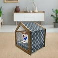 thumbnail image 3 of Pirates Pet House, Jolly Roger Pattern in Classic Nautical Colors Dangerous Halloween Character, Outdoor & Indoor Portable Dog Kennel with Pillow and Cover, 5 Sizes, Dark Blue White, by Ambesonne, 3 of 5