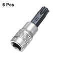 thumbnail image 3 of Uxcell 6Pcs Punta de Socket Torx 1/4" Drive T40 Acero S2 Cabeza Estrella Destornillador Brocas Adaptador Socket de Acero CR-V para Reparación de Tuercas y Tornillos de Eje de Auto, 3 of 7