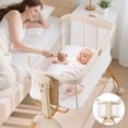thumbnail image 4 of Baby Bassinet, Bobiber 3-in-1 Baby Bassinet Bedside Sleeper with Rocking and Adjustable Height, Storage Basket, Wheels, for 0-24 Months,White, 4 of 12