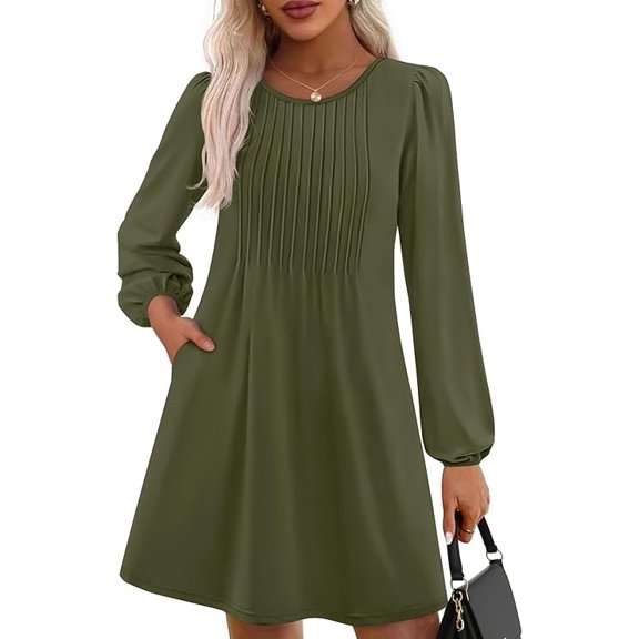 PRETTYGARDEN Fall Dresses for Women Long Sleeve Mini Short Flowy A Line Casual Holiday Party Tunic Dress Fashion Clothes
