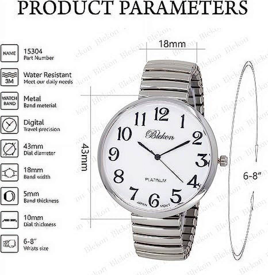 Blekon Collections Women's Large Face Stretch Band Watch photo 2