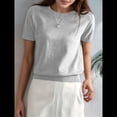 thumbnail image 4 of Suéter Holgado de Verano para Mujer, Suave, de Corta y Cuello Redondo, Estilo Informal, Conjuntos de Moda 2025 Gris XL, 4 of 10