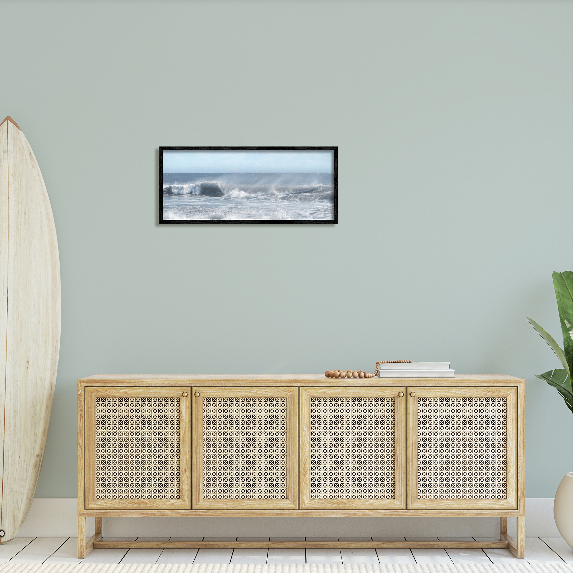 Stupell Beach Foam Splashing Waves Landscape Photography Black Framed Art Print Wall Art