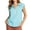 Sky Blue, variant on hoksml Women's Striped V Neck Cap Sleeve Sleeve Shirt, Loose Fit Quarter-Zip Collared Blouse for Daily and Office Wear