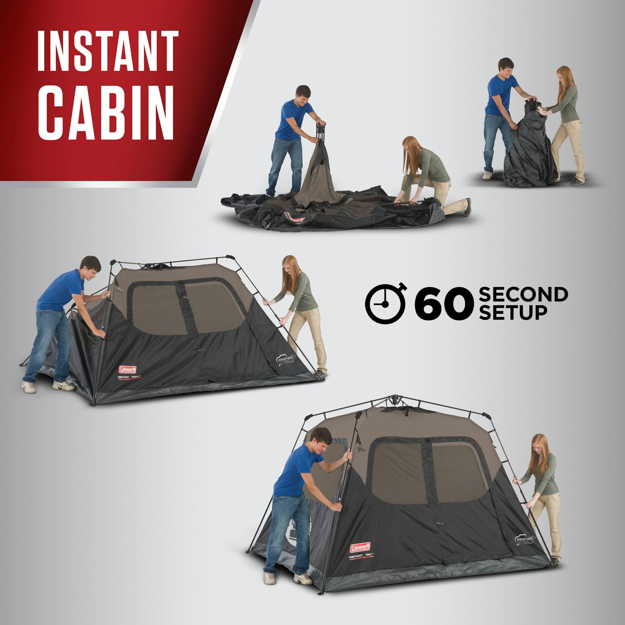 Coleman Instant Tent ブラウン/ブラック　6人 Coleman 6-Person Instant Cabin Camping Tent, 10'x9', Rainfly