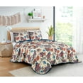 thumbnail image 2 of Chezmoi Collection Paradise 3-Piece Floral Quilt Set King, Multicolor Blue Red Orange Cream Printed Microfiber Lightweight Bedspread Set for All season, 2 of 9