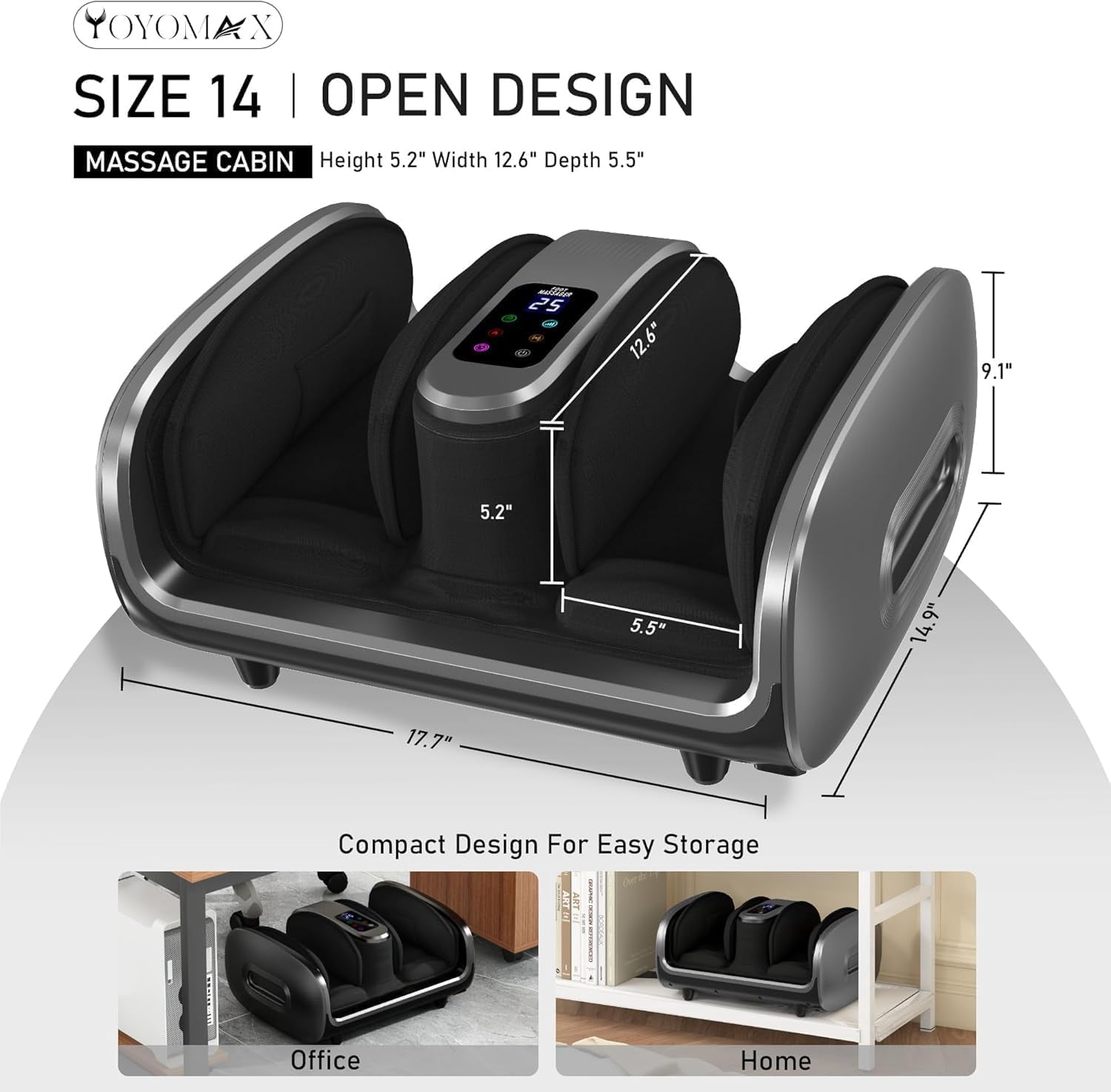 Shiatsu Foot Massager with Heat, Basic Massager for Tired Foot Blood Circulation-Deep Kneading Rolling, Fits Feet Up to Size 13, Ideal Winter Gift for Men Women