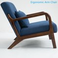 thumbnail image 3 of Aukfa Modern Accent Chair w/ Lumbar Pillow for Living Room, Mid Century, Wood Frame, Velvet, Blue, 3 of 12