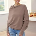 thumbnail image 2 of VISALY Knitted Pullover Sweaters Crochet Sweaters Light Weight Sweaters Casual Long Sleeve Tops Winter Knit Drop Shoulder Sweater Fall Boat Neck Sweater Running Sweatshirts Plain Sweatshirt Coffee S, 2 of 6