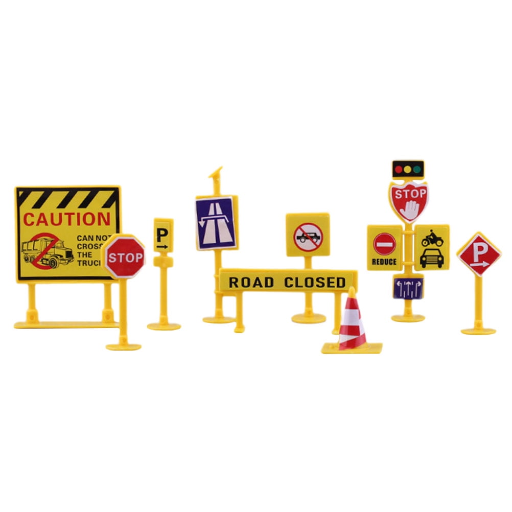 1 Set of Traffic Sign Barricade Decoration Roadblock Signs Toy