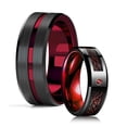 thumbnail image 2 of Anillo de dragón celta de acero inoxidable con borde biselado y ranura roja para hombre de 8mm a la moda, anillo de fibra de carbono rojo con incrustaciones de circón, anillo de boda para hombre Dengxun unisex, 2 of 2