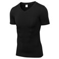 thumbnail image 5 of Men Compression Tops Short Sleeve Sports Fitness Quick Dry V-neck T-Shirt, 5 of 5