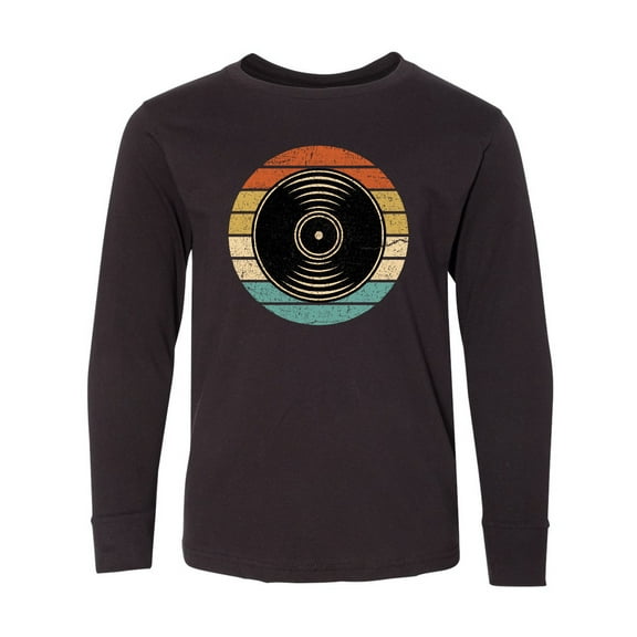 Inktastic Retro Vinyl Record Music Vintage Sunset Long Sleeve Youth T-Shirt