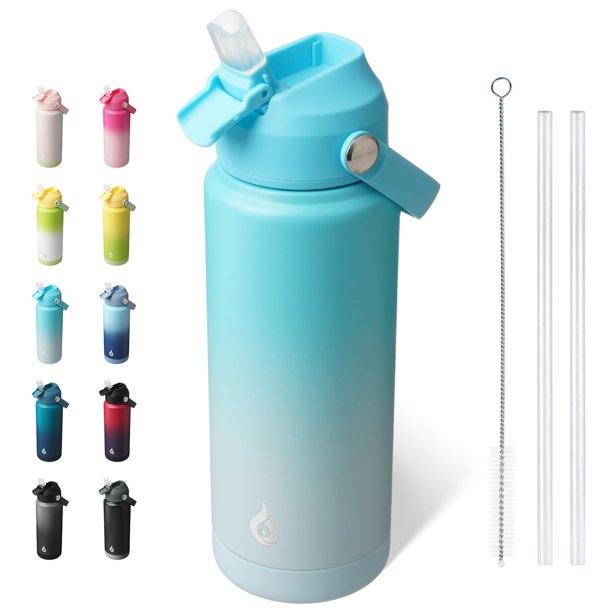 Bjpkpk Botella De Agua Con Tapa De Pajita, Botellas De Agua Con Aislamiento Al Vacío De 24 Onzas, Termo De Acero Inoxidable De Metal Para Viajes Deportivos, Sin Bpa, A Prueba De Fugas, Termos, Vasos,