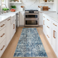 thumbnail image 3 of Wonnitar 2'x6' Vintage Hallway Runner Rug,Washable Non Slip Kitchen Rugs, Medallion Accent Runner for ‎‎Bathroom Bedroom Laundry Room Room Soft Low Pile Stain Resistant, Blue, 3 of 6