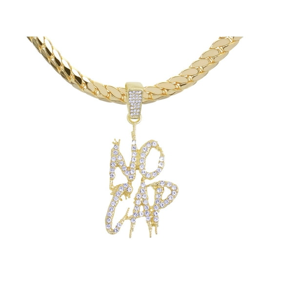 No Cap Pendant Gold Tone 20" Miami Cuban Chain Necklace MCP 1431 G