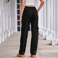 thumbnail image 3 of Pantalones Cargo for mujer, pantalones elásticos de cintura alta, pantalones de viaje de pierna ancha, pantalones casuales holgados, ropa de calle de senderismo con múltiples bolsillos, 3 of 7