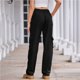 thumbnail image 3 of Pantalones Cargo for mujer, pantalones elásticos de cintura alta, pantalones de viaje de pierna ancha, pantalones casuales holgados, ropa de calle de senderismo con múltiples bolsillos, 3 of 7