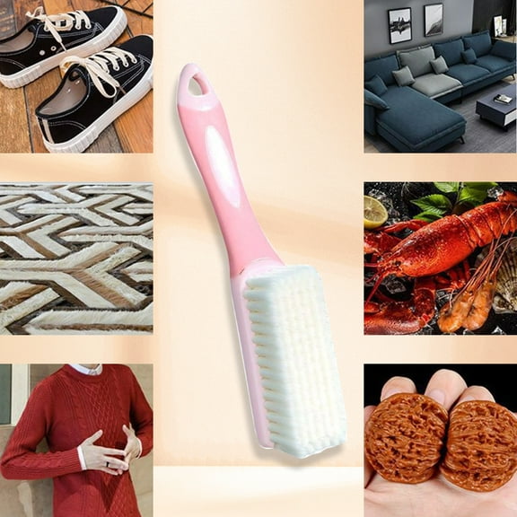 Long-Handled Soft Bristle Cleaning Brush,Multi-Purpose Handheld Bathroom,Carpet and Floor Brush with Ergonomic Handle for Gentle Stain Removal,Ideal for Kitchen,Shower and Home Cleaning-Free Size