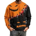 thumbnail image 4 of Fabrcox S-5XL Halloween Shirts Men Spooky Pumpkin Face Patchwork Sweatshirt Men Crewneck Funny Fall Waffle Knit Big and Tall Pullover XXXL, 4 of 7