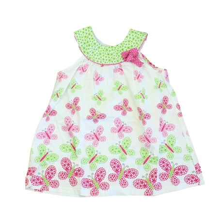 

Pre-owned Rare Editions Girls White | Pink | Green Butterflies Dress size: 3T