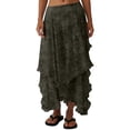 thumbnail image 7 of LWavelet Women Lace Tiered Maxi Skirt High Waist Ruffled Hem Boho Long Skirt Army Green XL, 7 of 7