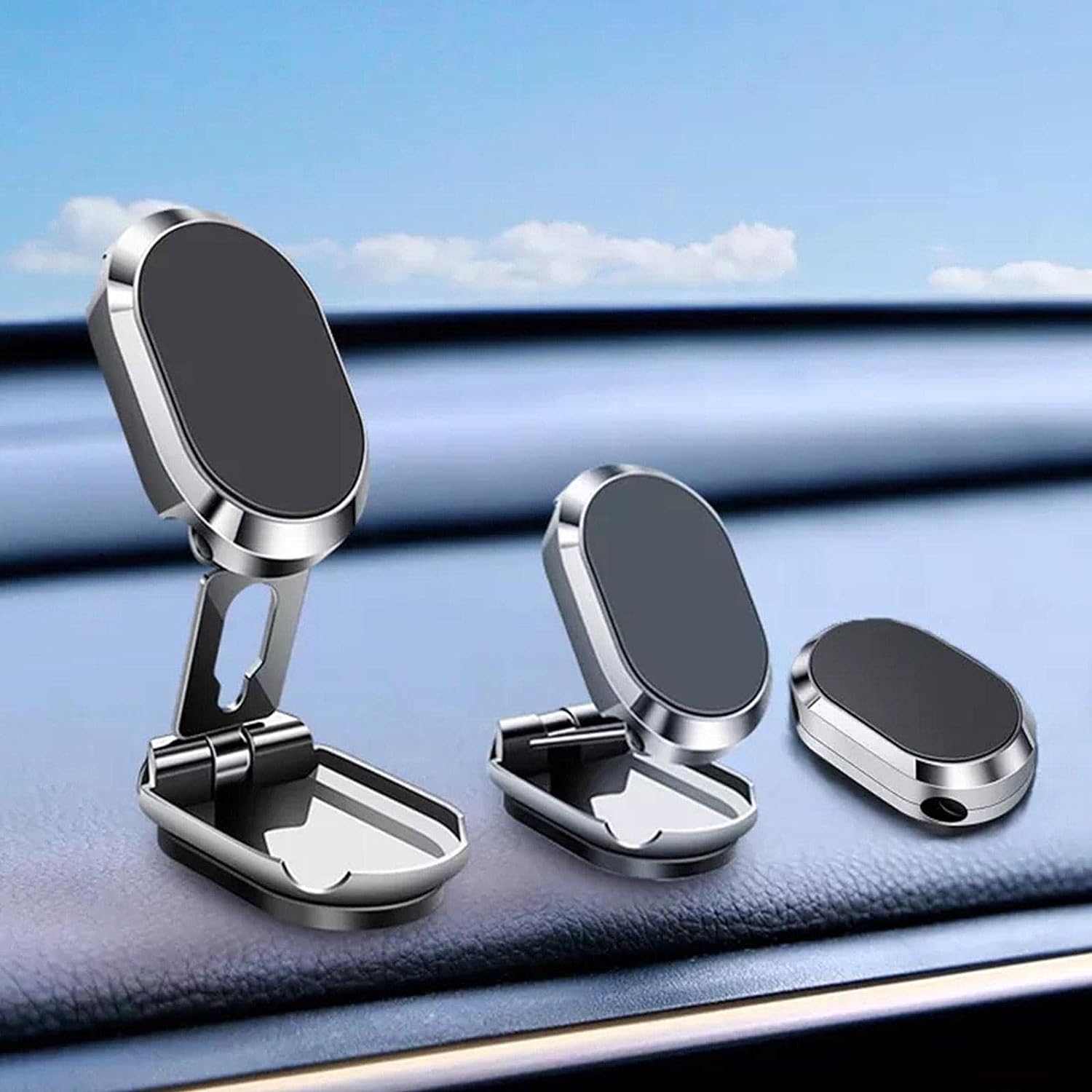 Universal Magnetic Car Phone Holder – Dashboard Mount With 360° Rotation (Metal)