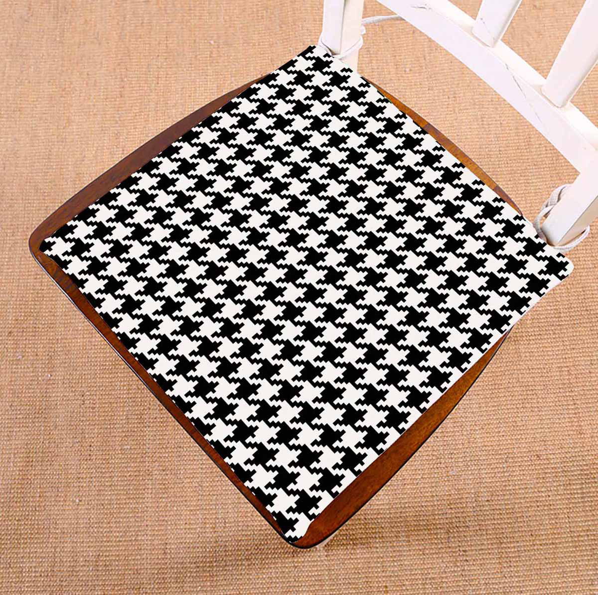 PKQWTM Black And White Houndstooth Pattern Chair Pads