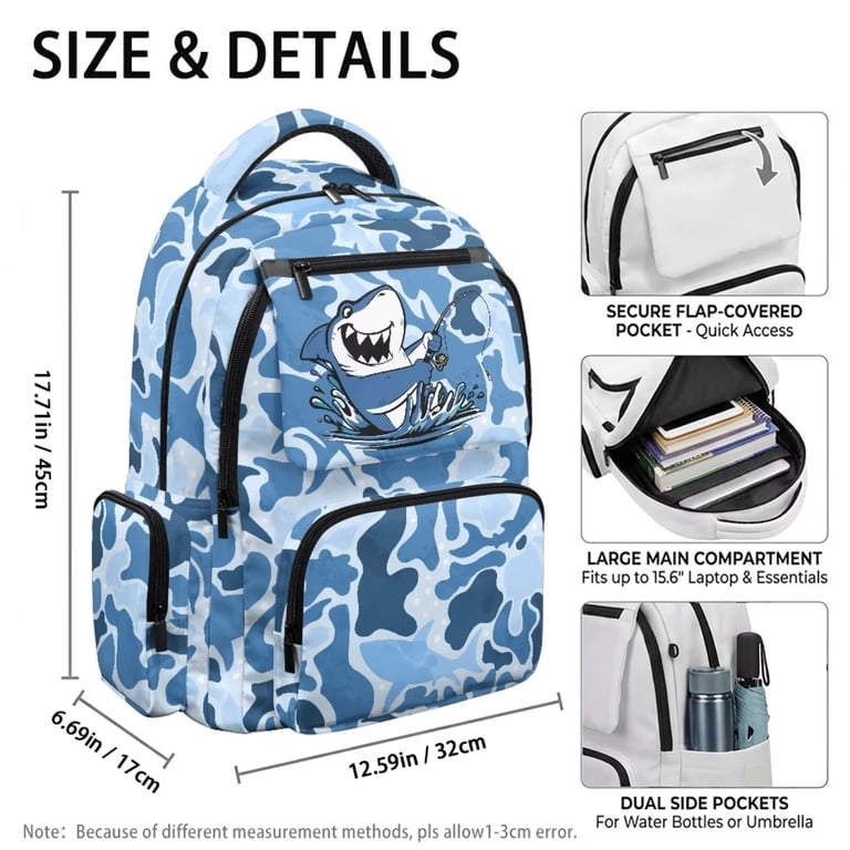 blue camo printed laptop backpack Thin Line With slimmer styling and the ability to pack plenty ZZKKO Camo Camouflage Blue School