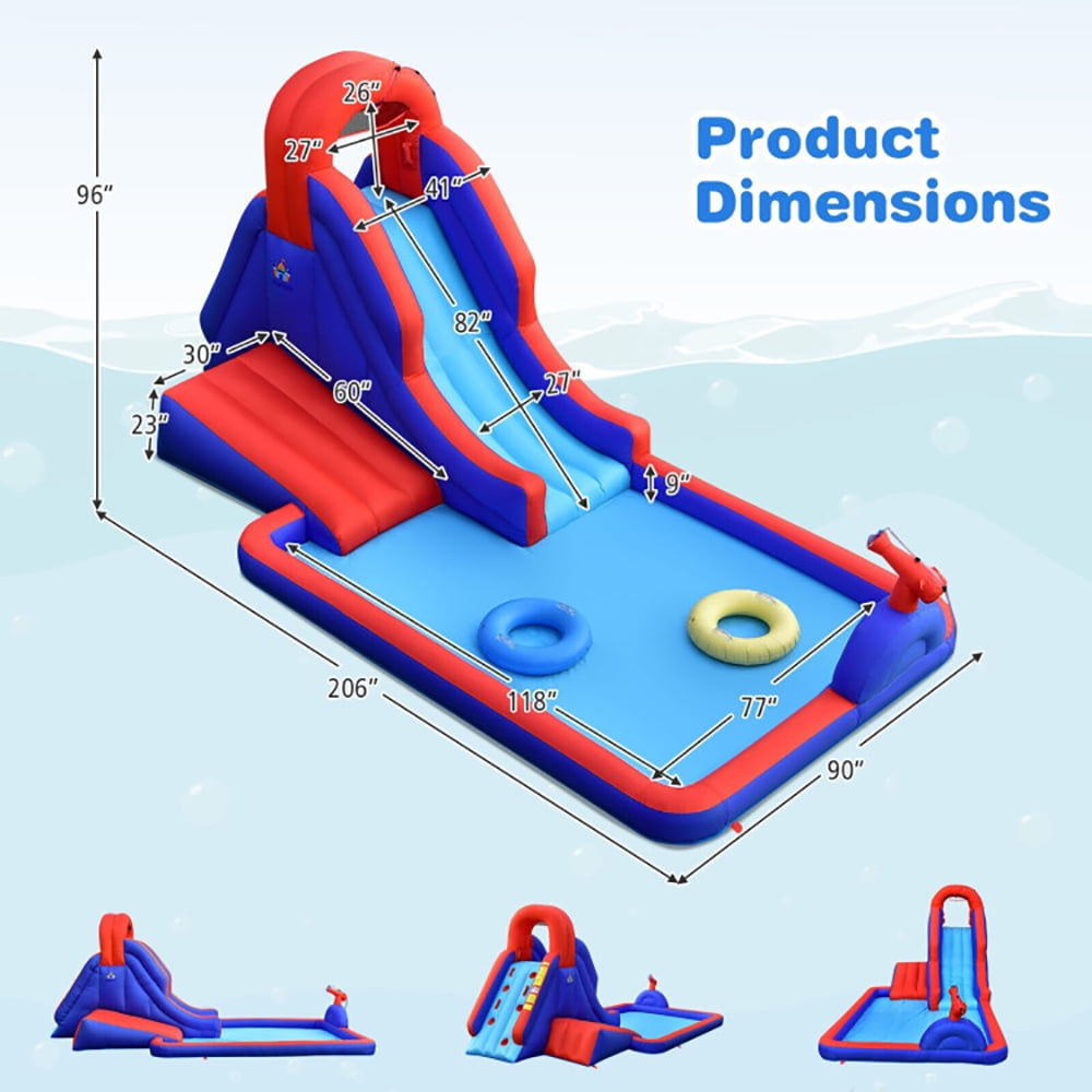 Aimee Lii 5-in-1 Inflatable Water Slide with Climbing Wall, Bounce House Water Slide, Playhouse for Kids Outdoor
