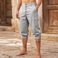 thumbnail image 5 of Tbopshirt Mens Capri Pants Cargo Pants for Men Fashion Casual High Waisted Walking with Button Solid Pockets Pants 3/4 Length Pant,M-3XL, 5 of 9