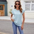 thumbnail image 5 of AKOEE Summer Dressy Tops for Women Cap Sleeve Tank T Shirts Crew Neck Loose Fit Solid Color Casual Pullover Tees (Small, Blue), 5 of 5