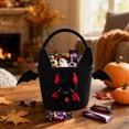 thumbnail image 5 of Sahpxhe Halloween Baskets Cute Bat Cotton Rope Woven Candy Basket,Handheld Storage Bucket Gift Basket for Trick or Treat,Halloween Party,9.1x6.3in Black-A, 5 of 8