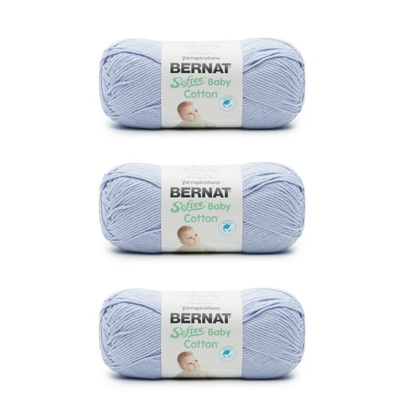 Bernat Softee Baby Cotton Pale Periwinkle Yarn - 3 Pack of 120g/4.25oz - Blend - 3 DK (Light) - 254 Yards - Knitting/Crochet