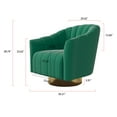 thumbnail image 3 of Green Swivel Accent Chair, Modern Velvet Barrel Armchair, Streamline Upholstered Club Chair for Living Room, Bedroom, Dorm, 3 of 5