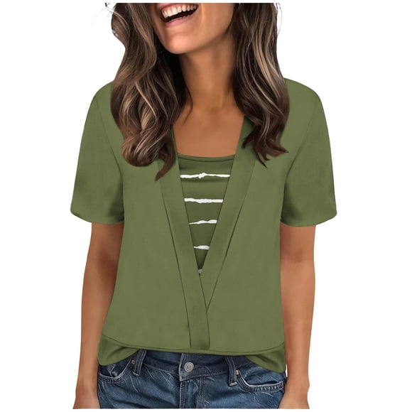 Ziynglg Hauts Imprimés pour Femmes Mode d'Été Blouses Décontractées Col Carré Hauts Amples de Loisirs Hauts de Couleur Unie Hauts de Travail