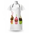 thumbnail image 3 of Dessert Apron, Puffy Party Cupcakes Rolled Wafers Stucked in the Creamy Toppings Cherry Frostings, Unisex Kitchen Bib with Adjustable Neck for Cooking Gardening, Adult Size, Multicolor, by Ambesonne, 3 of 4