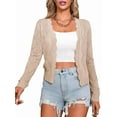 thumbnail image 2 of Women'S Long Sleeve V-Neck Knitted Cardigan Jacket Buttonless Knitted Shawl Sweater Apricot XL, 2 of 8