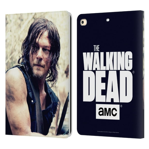 Head Case Designs Officially Licensed AMC The Walking Dead Daryl Dixon Half Body Leather Book Wallet Case Cover Compatible with Apple iPad 9.7 2017 / iPad 9.7 2018