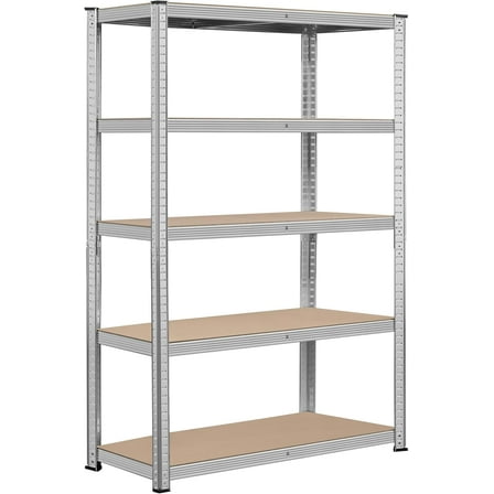 Standing Shelf Units, 5 Tier Storage Shelf, Heavy Duty Shelving, Adjustable Garage Shelves, Utility Rack Shelf Unit, Basement Warehouse Shed, 35.5" Wx 16" D x 71" H - Silver