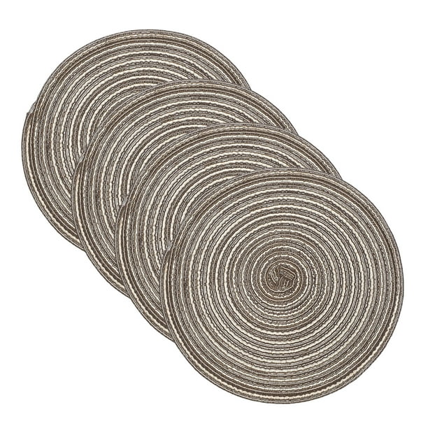 Uxcell 4 Pcs Manteles Individuales Redondos Tejidos, Mantel Lavable de 11.8 Pulgadas Resistente al Calor Decorativo para Mesa de Comedor, Encimera, Café