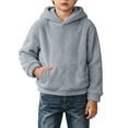 thumbnail image 7 of Lutiedan Boys Girls Sherpa Fleece Hoodie Kids Casual Fuzzy Sweatshirt Plush Winter Warm Hooded Pullover Tops Size 3-14,Gray, 7 of 7