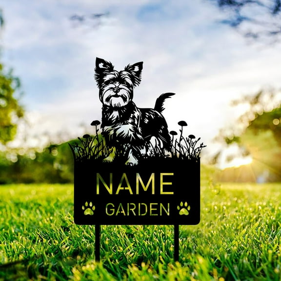 Custom Biewer Terrier Metal Memorial Garden Stake Personalized Pet Grave Marker Name Sign Remembrance Stake Decor Dog Loss