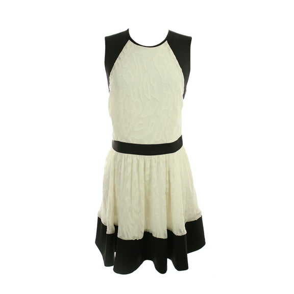 RACHEL Rachel Roy Womens Ivory Texture Sleeveless Flared Dress 14