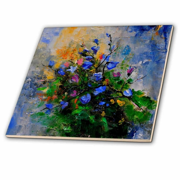 3dRose, Blue wild flowers, 6 Inch Ceramic Tile