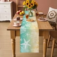 thumbnail image 2 of Teal Yellow Ombre Coastal Table Runner 72 Inches, Sea Nautical Summer Beach Starfish Coral Bed Runner Dresser Scarves Tabletop for Indoor Outdoor Parties/Ceremony/Banquet, 18" x 72", 2 of 8